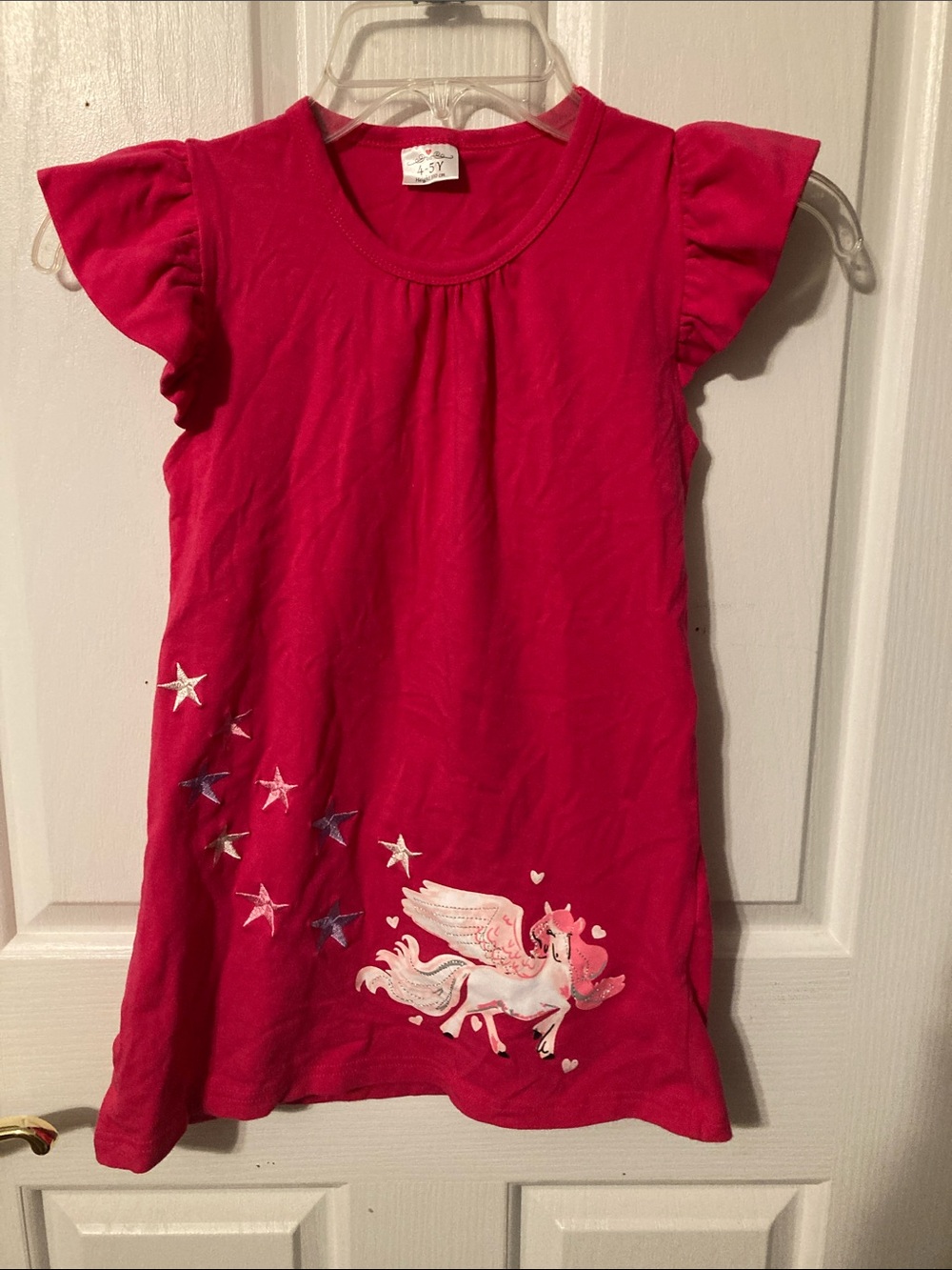 50% bundled, Girls' Pink Unicorn Flutter-Sleeve Casual Dress, 4-5Y